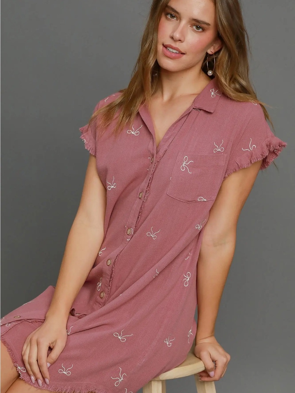 C4216 Women’s Mauve Button-Front Swim Cover-Up Dress - Picture 4 of 5